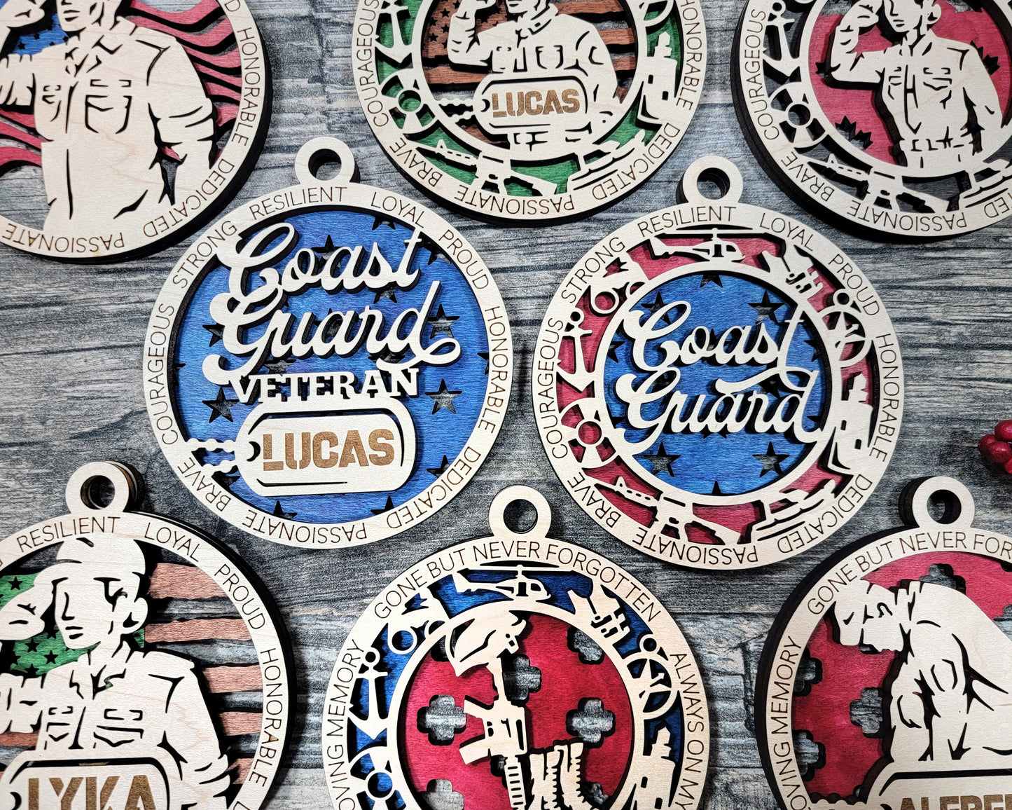 Coast Guard Military Personalized Ornaments | Handcrafted | Wooden | Laser-Cut | Gift