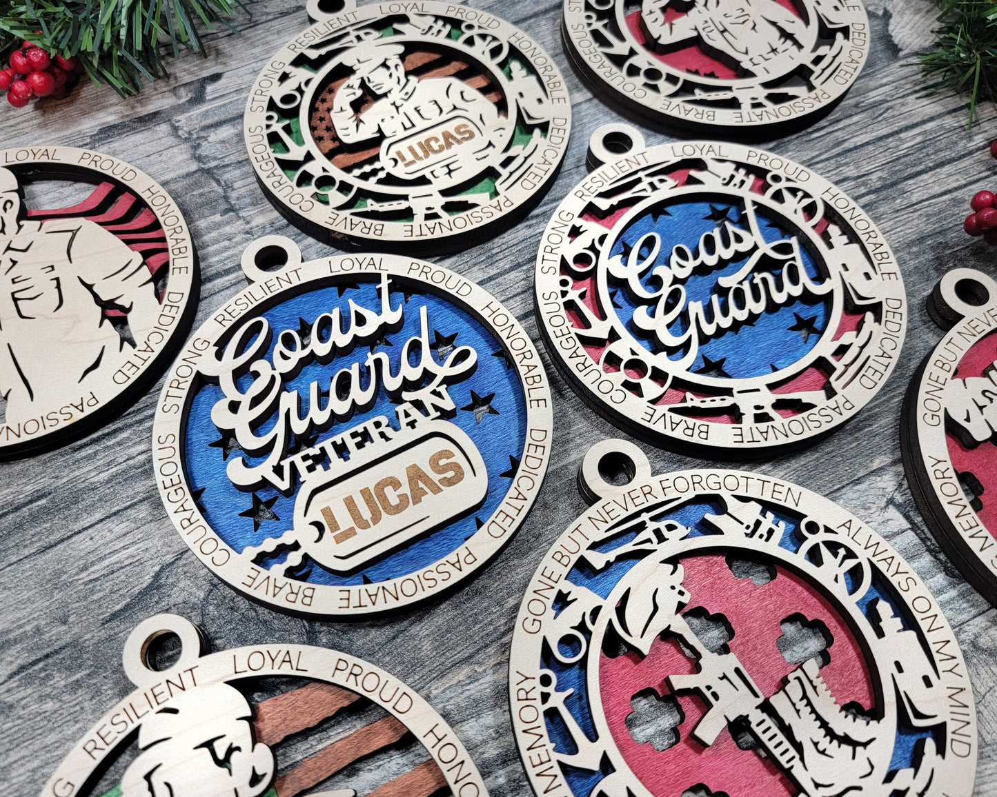 Coast Guard Military Personalized Ornaments | Handcrafted | Wooden | Laser-Cut | Gift