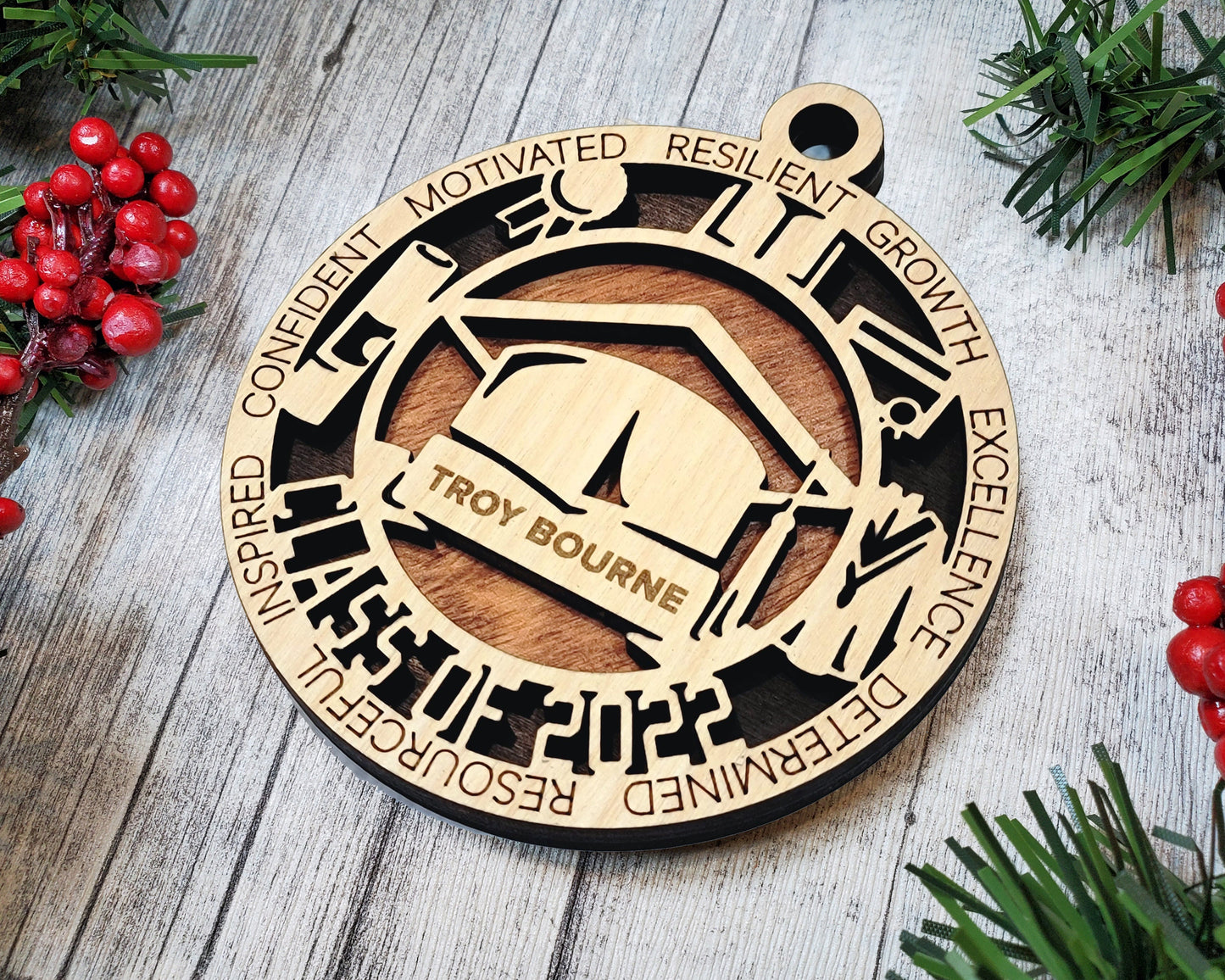 Graduate | Graduation | Class of 2025 | Class of 2026 | Class of 2027 | Personalized Ornaments | Handcrafted | Wooden | Laser-Cut | Gift
