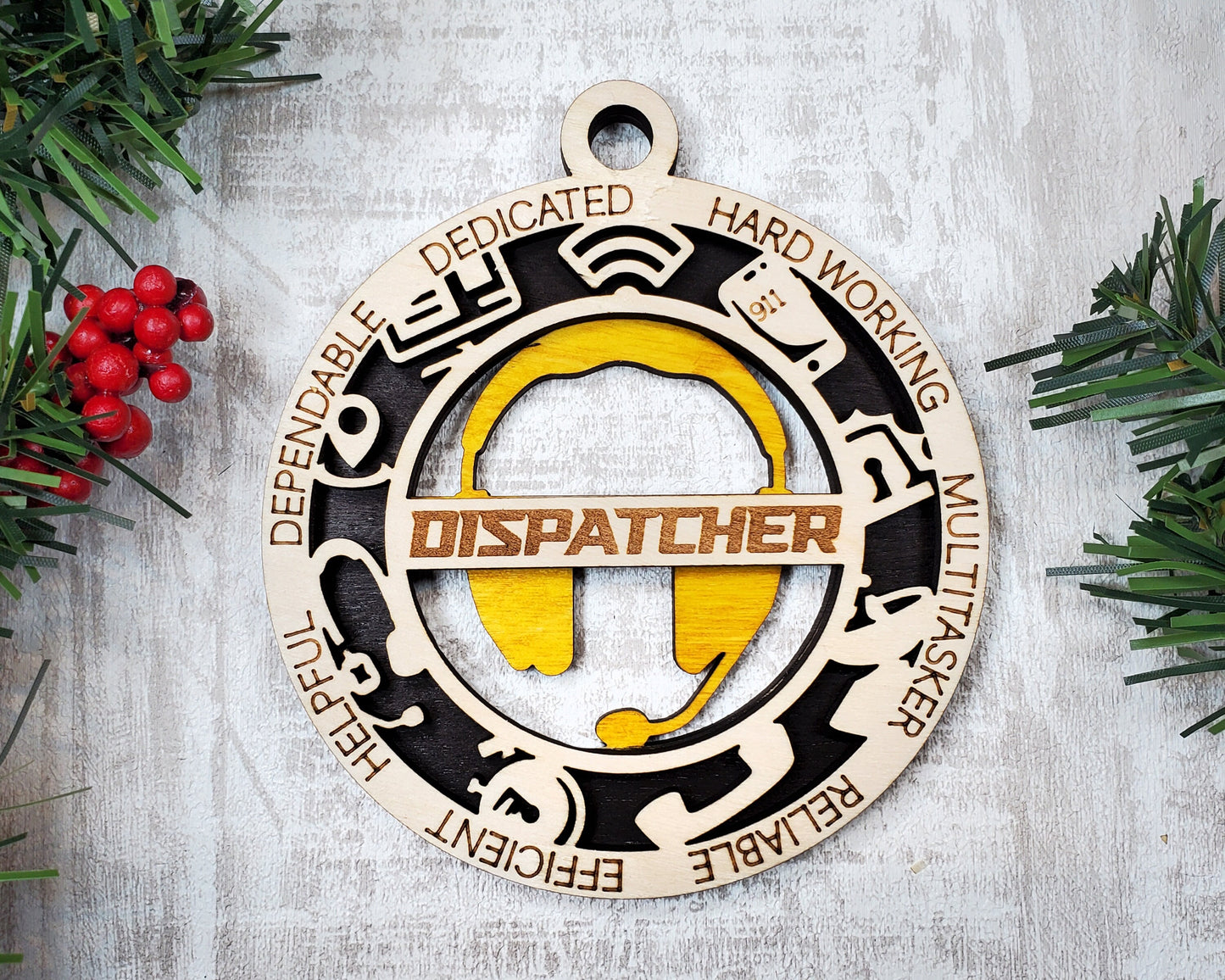 Dispatcher Ornaments | Handcrafted | Wooden | Laser-Cut | Gift