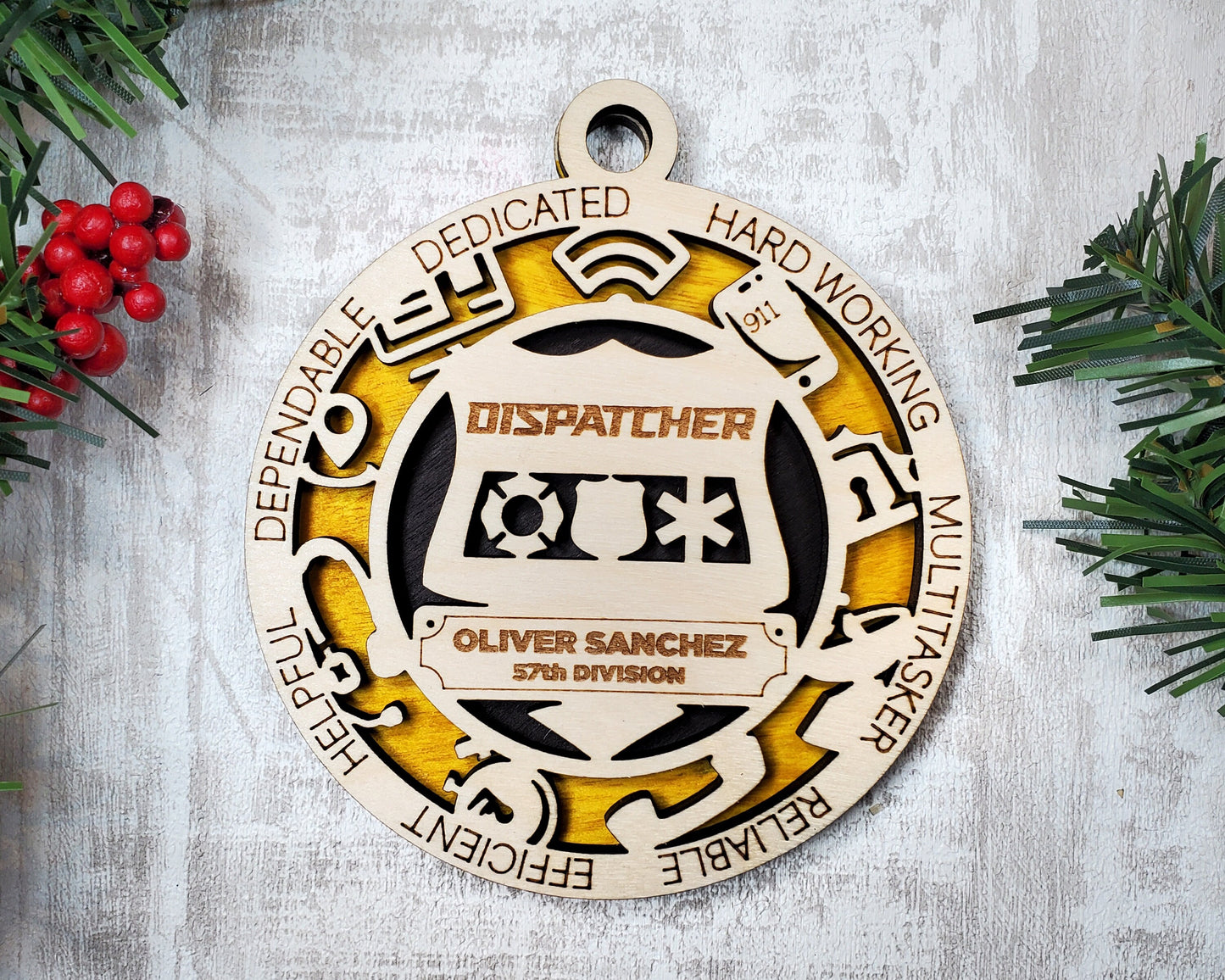 Dispatcher Ornaments | Handcrafted | Wooden | Laser-Cut | Gift