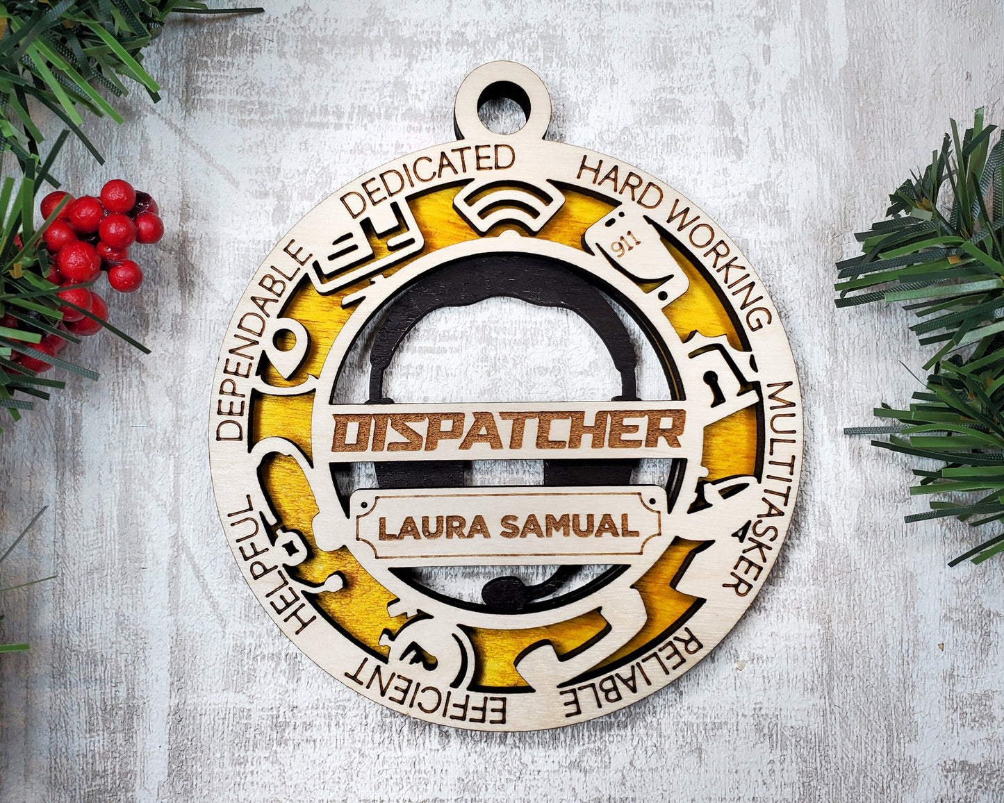 Dispatcher Ornaments | Handcrafted | Wooden | Laser-Cut | Gift