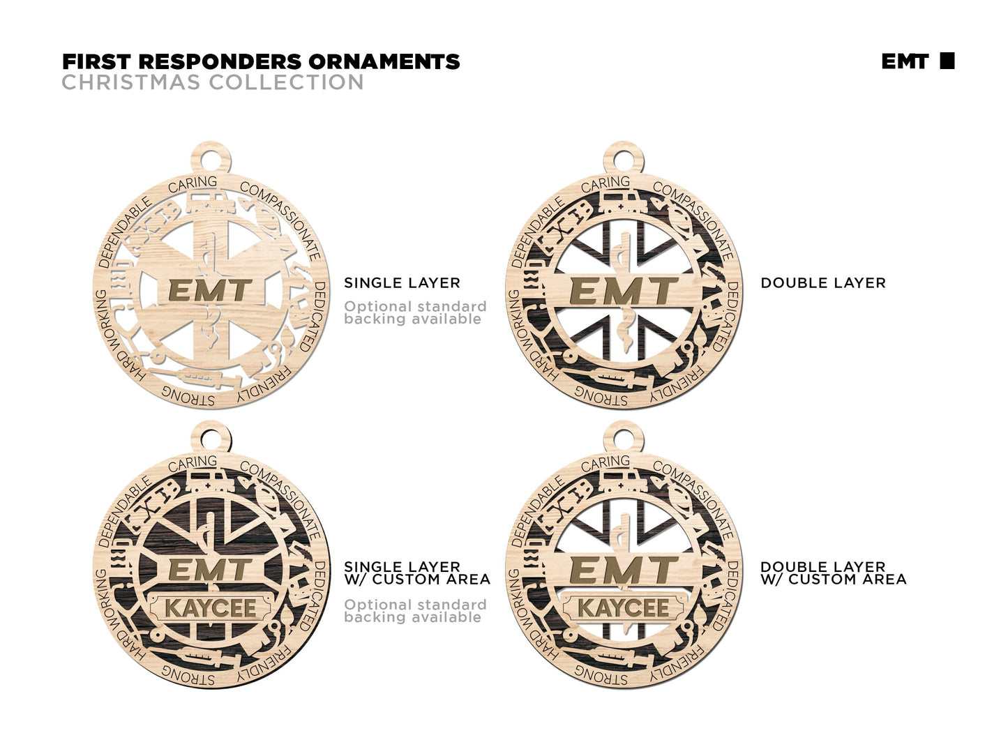 EMT | Paramedic Ornaments | Handcrafted | Wooden | Laser-Cut | Gift