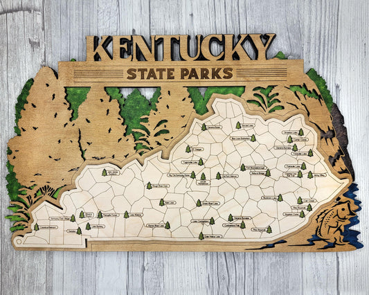 Kentucky State Parks Map | Wooden, Rustic, Unique, Handmade, Home Decor, Wall Art, Wall Hanging, Wooden, Laser Cut