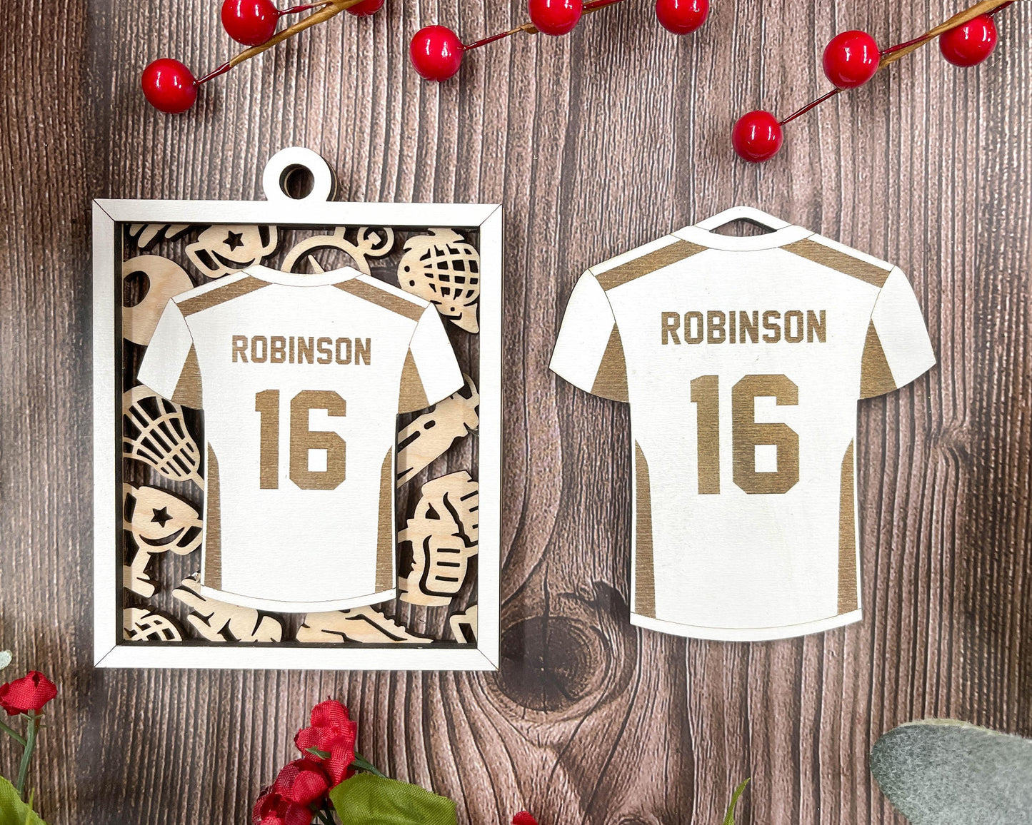 Lacrosse Jersey Personalized Ornaments | Handcrafted | Wooden | Laser-Cut | Gift