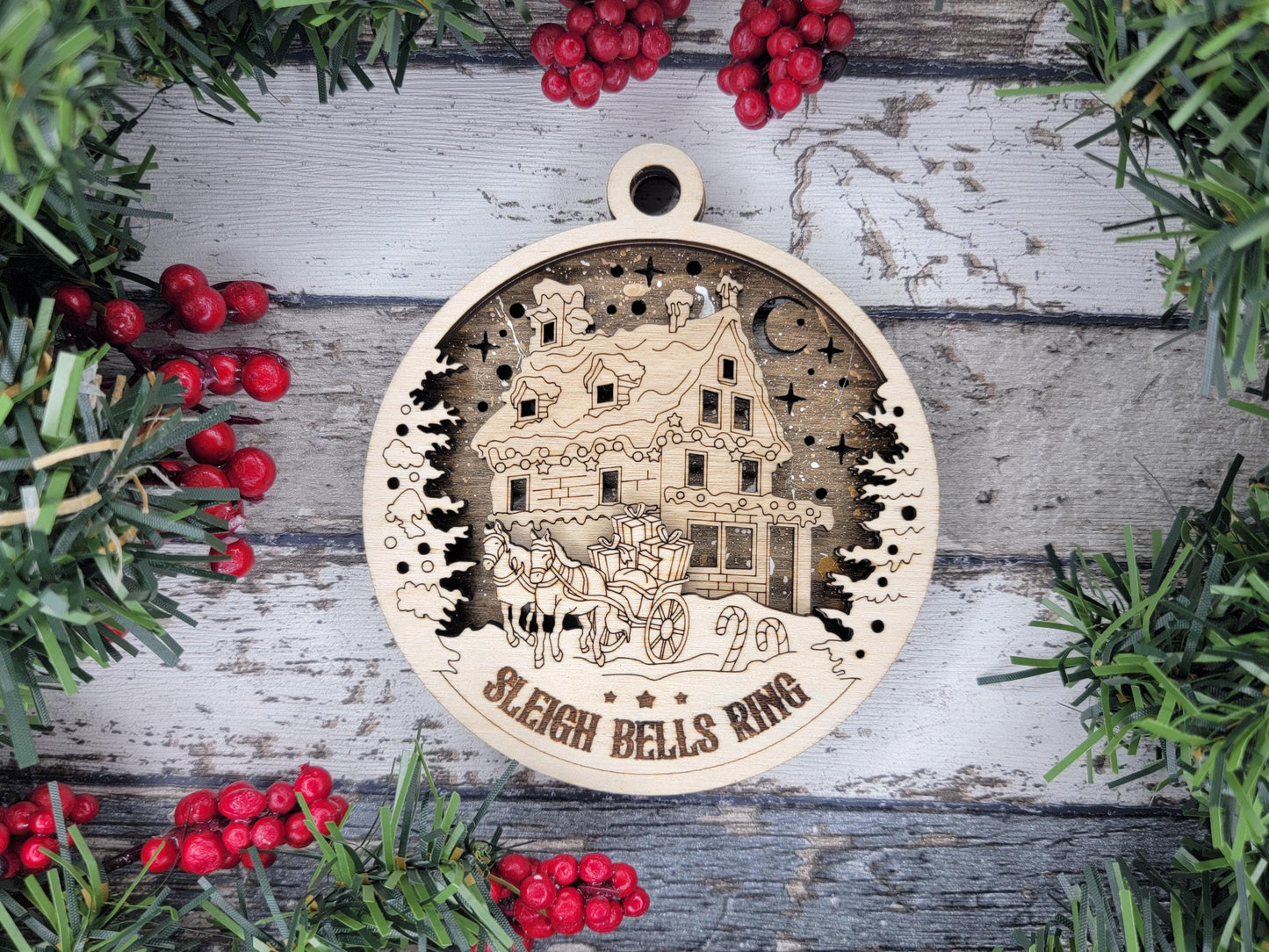 3D Christmas Ornaments | Handcrafted | Wooden | Laser-Cut | Gift