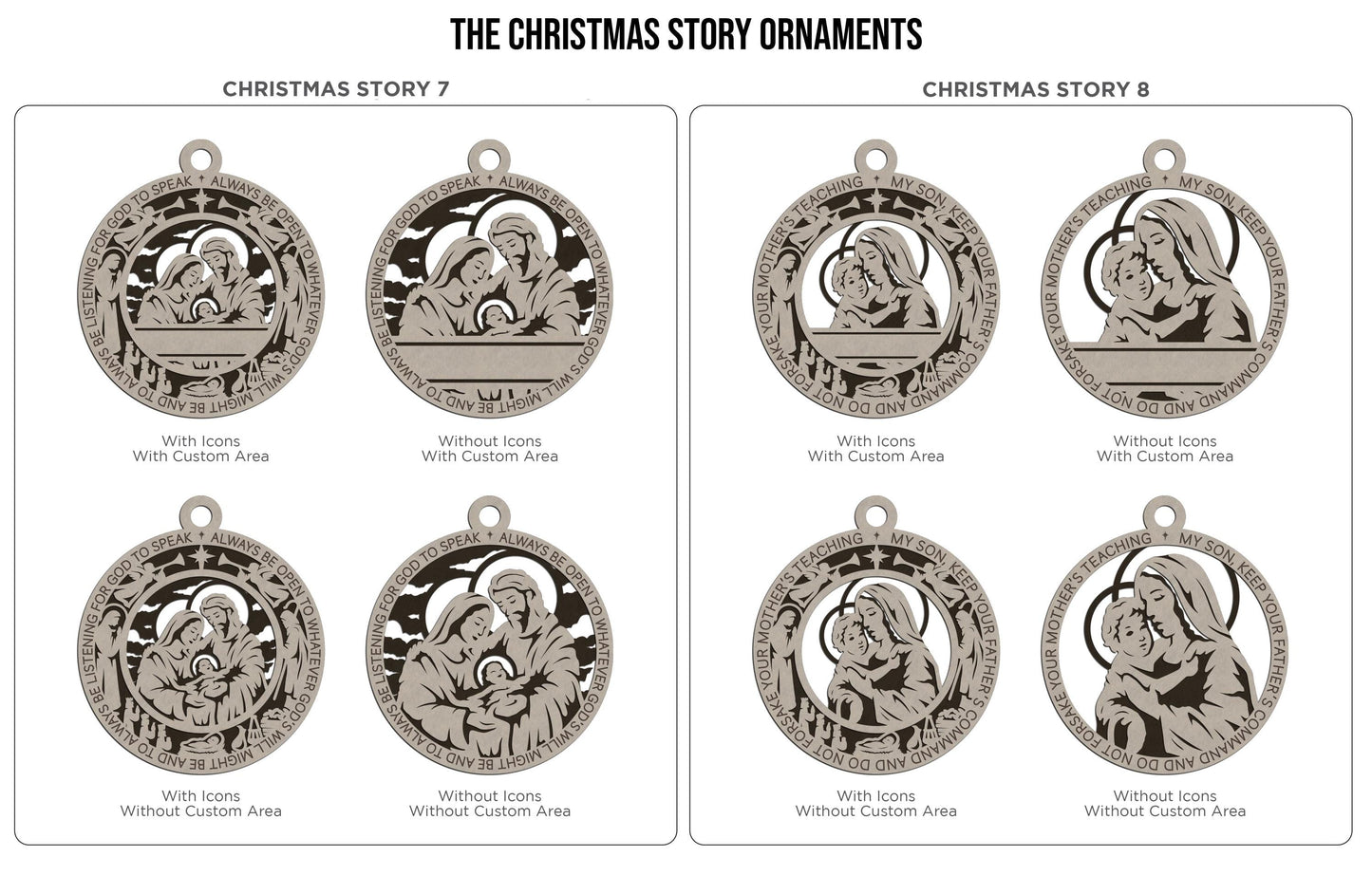 Christmas Story Ornaments | Nativity Scene Ornaments | Handcrafted | Wooden | Laser-Cut | Gift