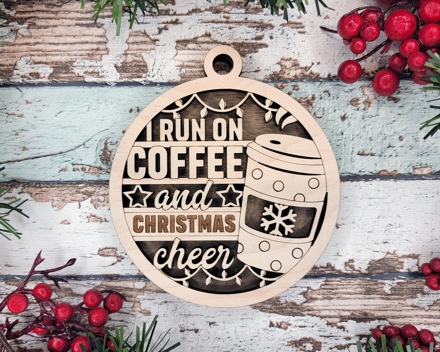 Brew-tastic Christmas Ornaments: Coffee, Latte, Tea, Warm and Cozy, It's Cold Outside | Handcrafted | Wooden | Laser-Cut | Gift