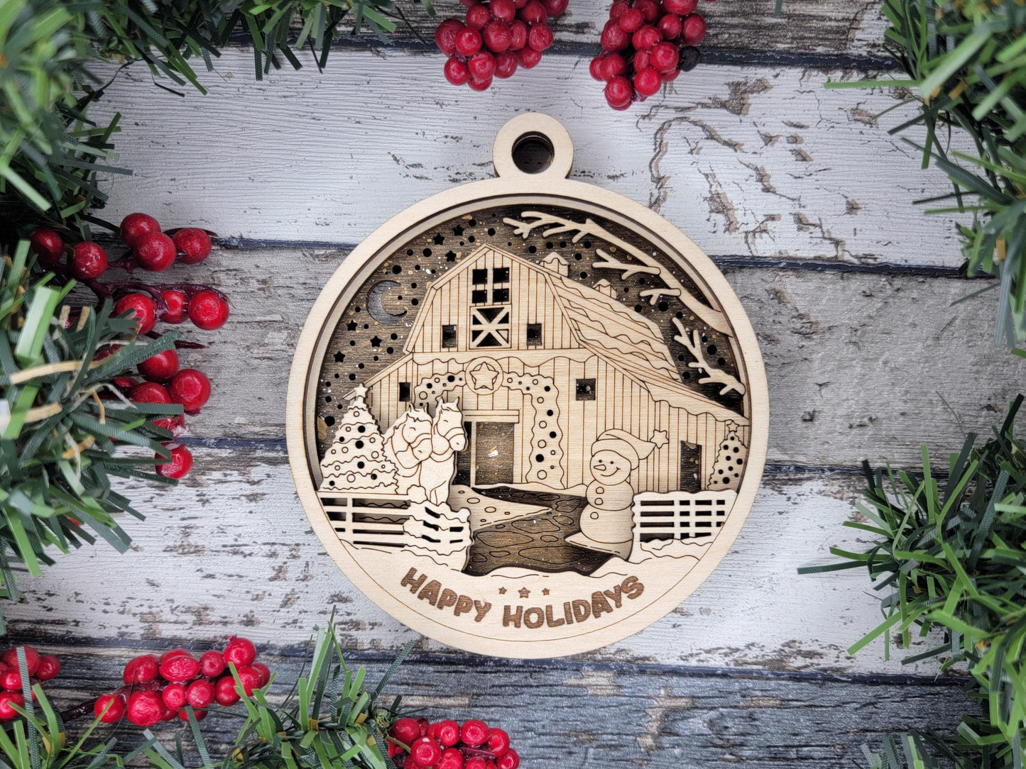 3D Christmas Ornaments | Handcrafted | Wooden | Laser-Cut | Gift
