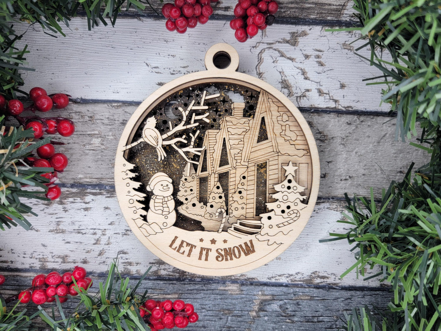 3D Christmas Ornaments | Handcrafted | Wooden | Laser-Cut | Gift