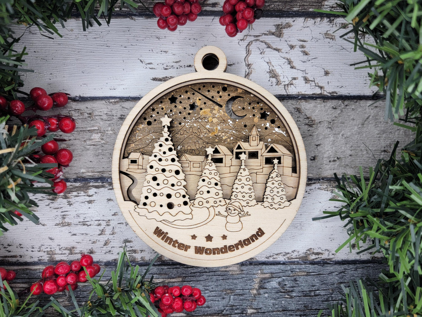 3D Christmas Ornaments | Handcrafted | Wooden | Laser-Cut | Gift