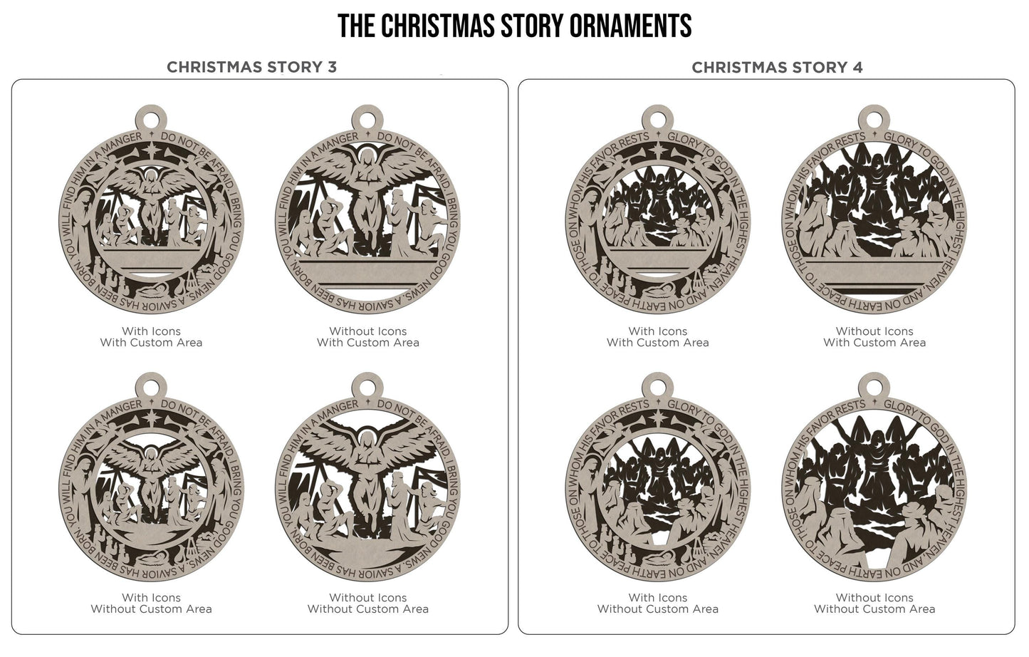 Christmas Story Ornaments | Nativity Scene Ornaments | Handcrafted | Wooden | Laser-Cut | Gift