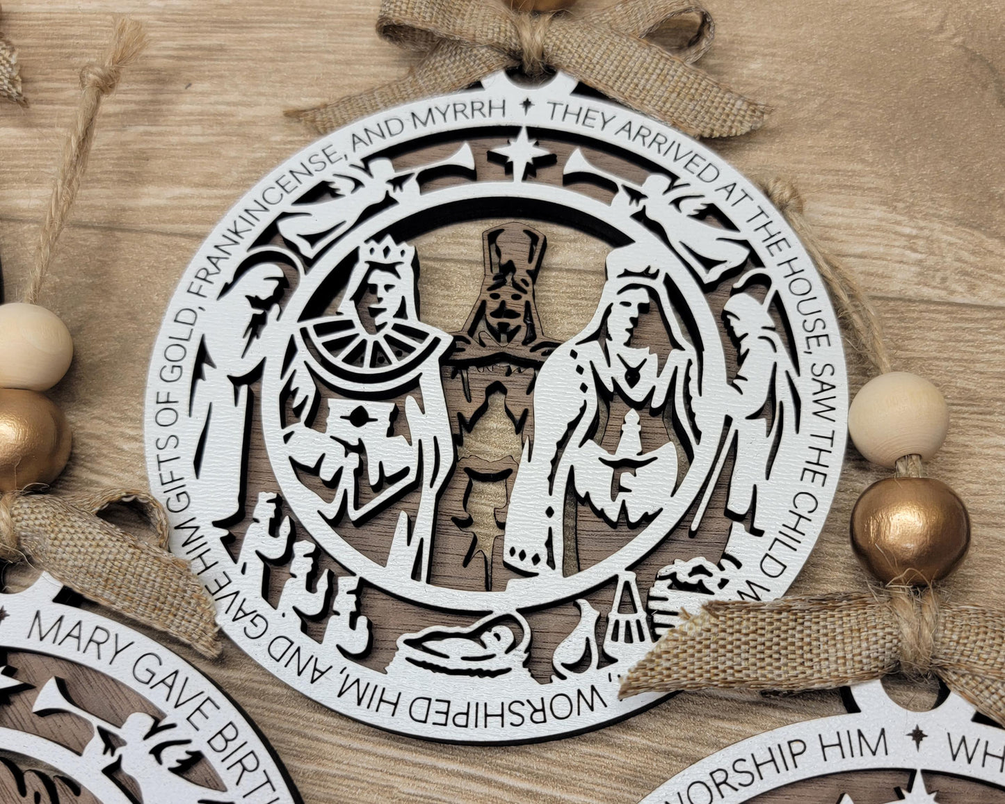 Christmas Story Ornaments | Nativity Scene Ornaments | Handcrafted | Wooden | Laser-Cut | Gift