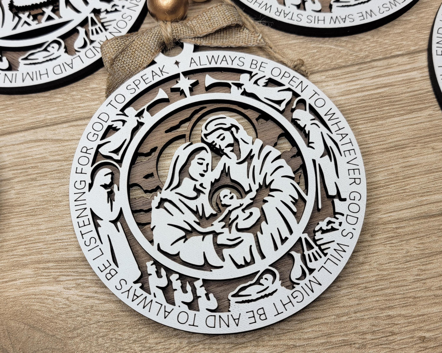 Christmas Story Ornaments | Nativity Scene Ornaments | Handcrafted | Wooden | Laser-Cut | Gift