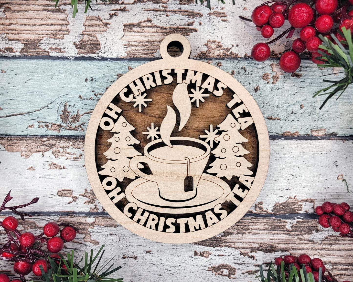 Brew-tastic Christmas Ornaments: Coffee, Latte, Tea, Warm and Cozy, It's Cold Outside | Handcrafted | Wooden | Laser-Cut | Gift