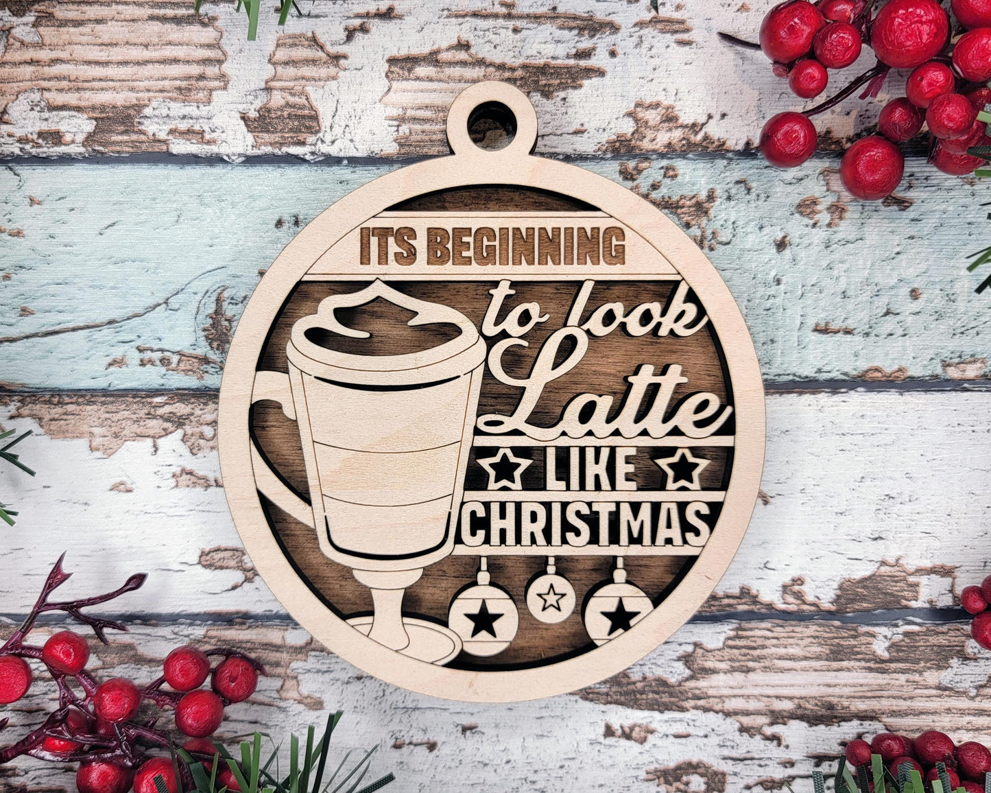 Brew-tastic Christmas Ornaments: Coffee, Latte, Tea, Warm and Cozy, It's Cold Outside | Handcrafted | Wooden | Laser-Cut | Gift
