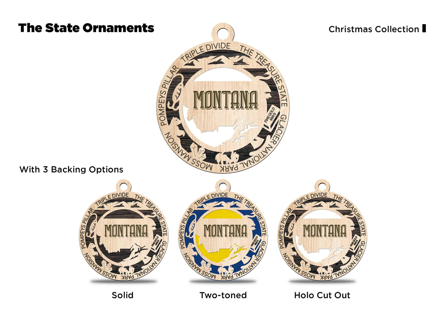 MONTANA State Travel Ornaments
