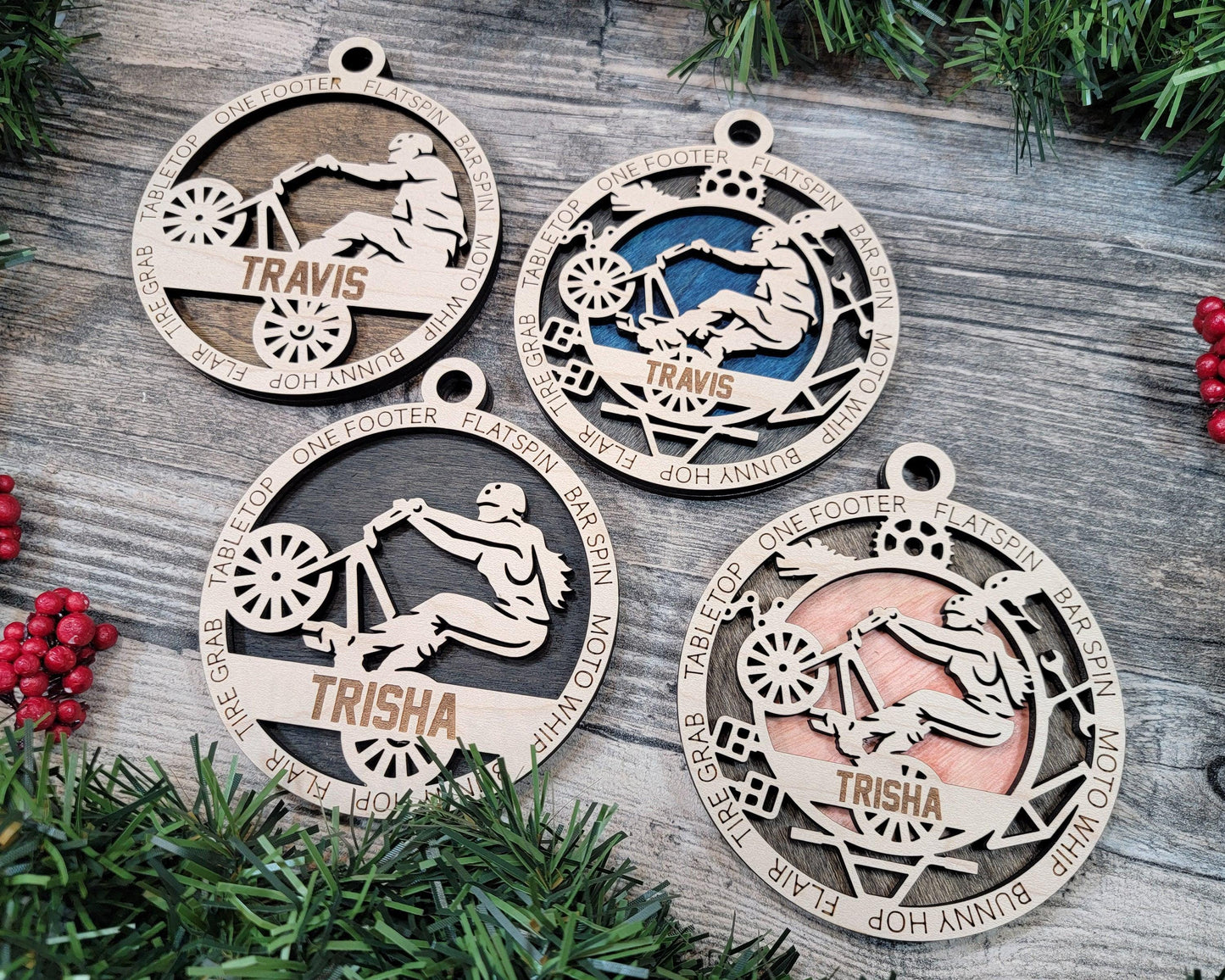 BMX Racing Personalized Ornaments | Handcrafted | Wooden | Laser-Cut | Gift