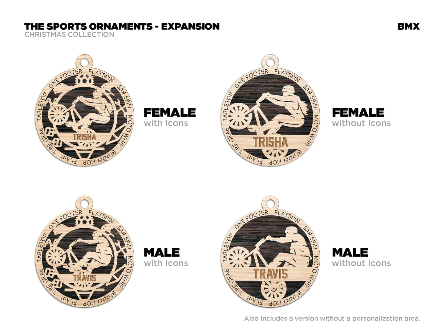 BMX Racing Personalized Ornaments | Handcrafted | Wooden | Laser-Cut | Gift