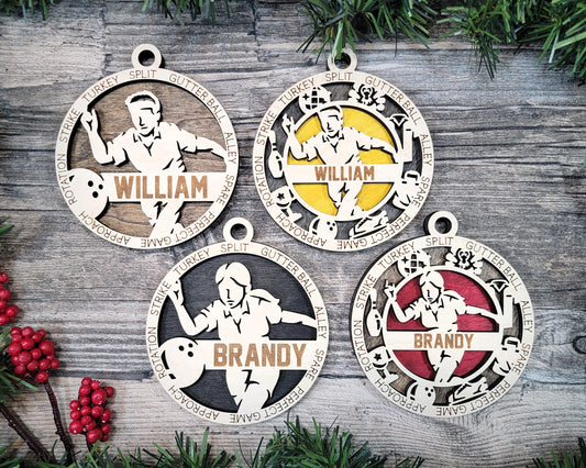 Bowling Personalized Ornaments | Handcrafted | Wooden | Laser-Cut | Gift
