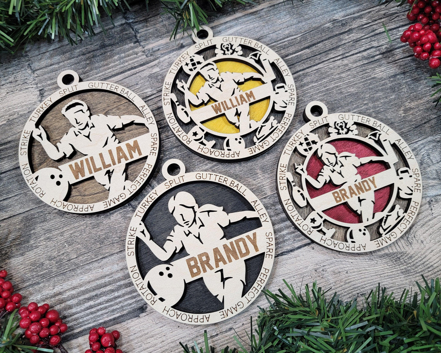 Bowling Personalized Ornaments | Handcrafted | Wooden | Laser-Cut | Gift