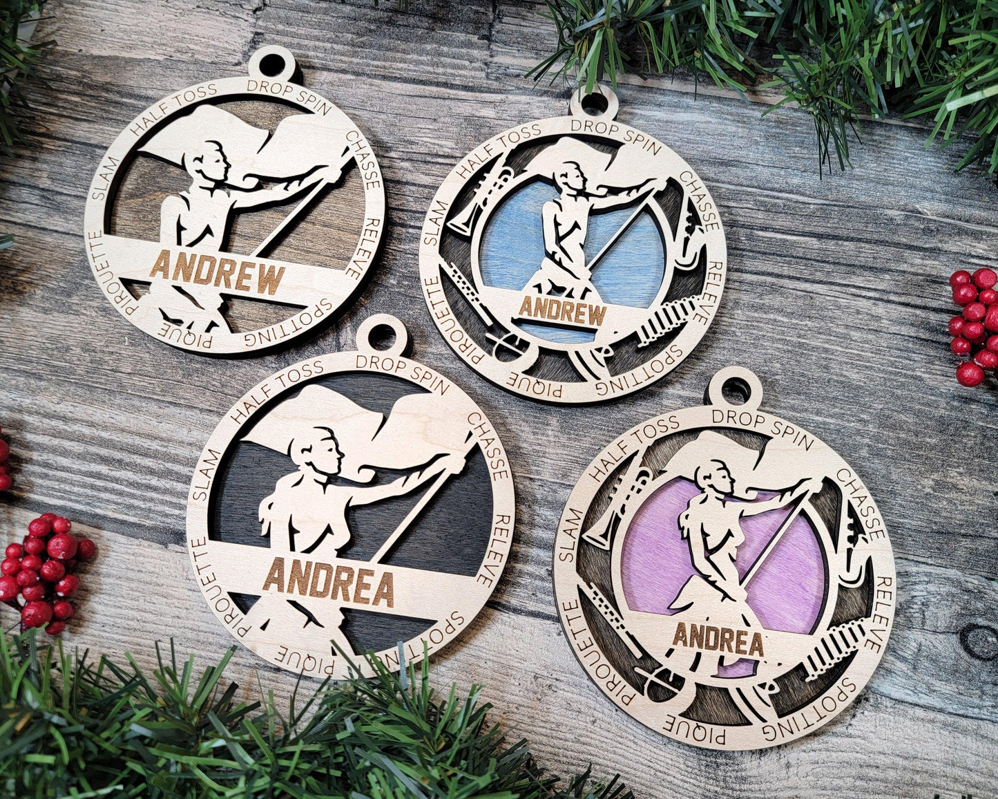 Color Guard Personalized Ornaments | Handcrafted | Wooden | Laser-Cut | Gift