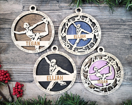 Figure Skating Personalized Ornaments | Handcrafted | Wooden | Laser-Cut | Gift