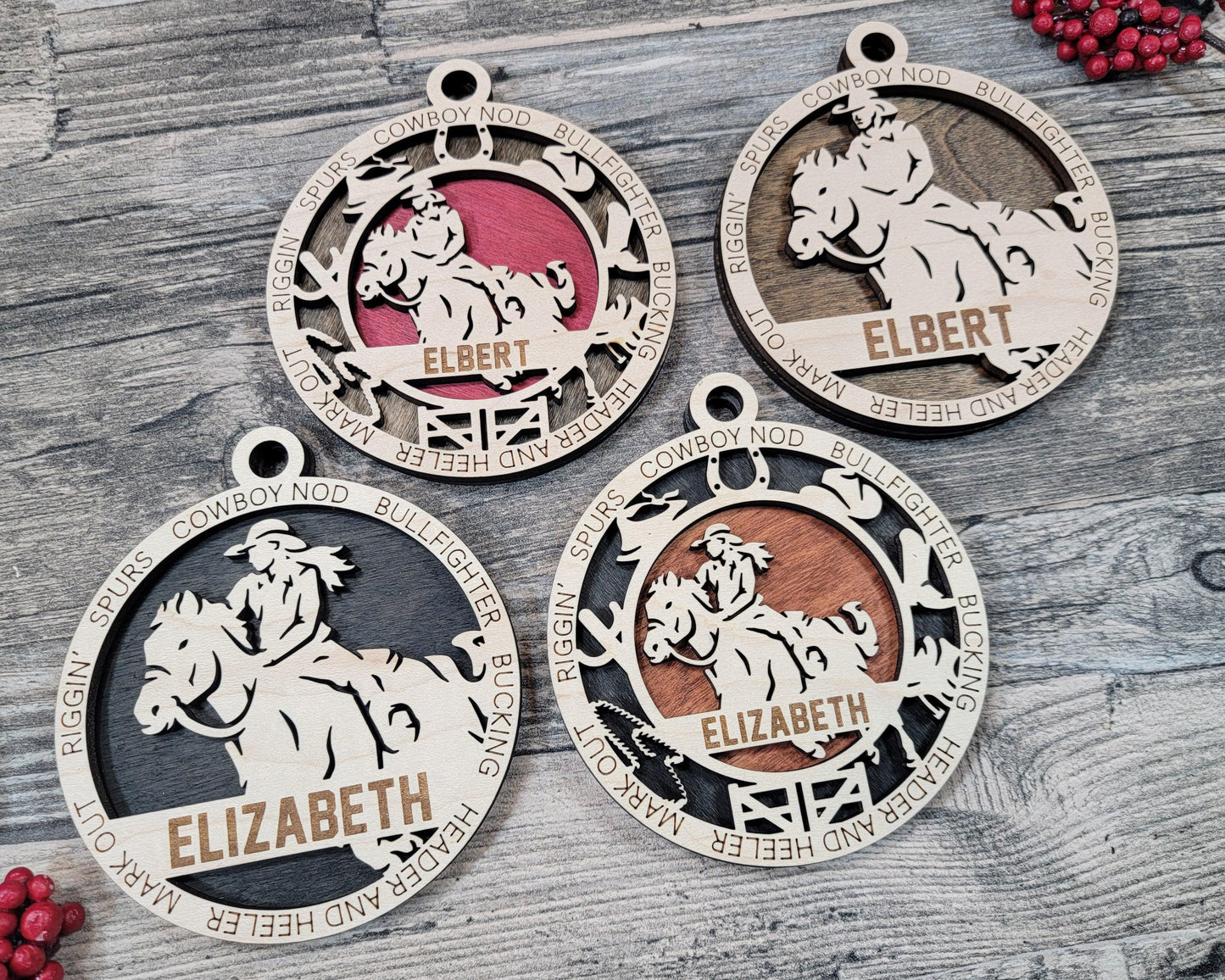 Rodeo Personalized Ornaments | Handcrafted | Wooden | Laser-Cut | Gift