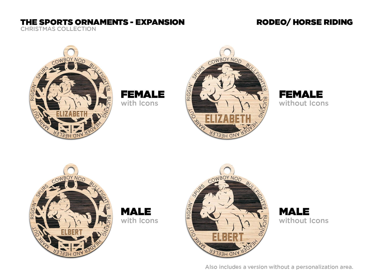 Rodeo Personalized Ornaments | Handcrafted | Wooden | Laser-Cut | Gift