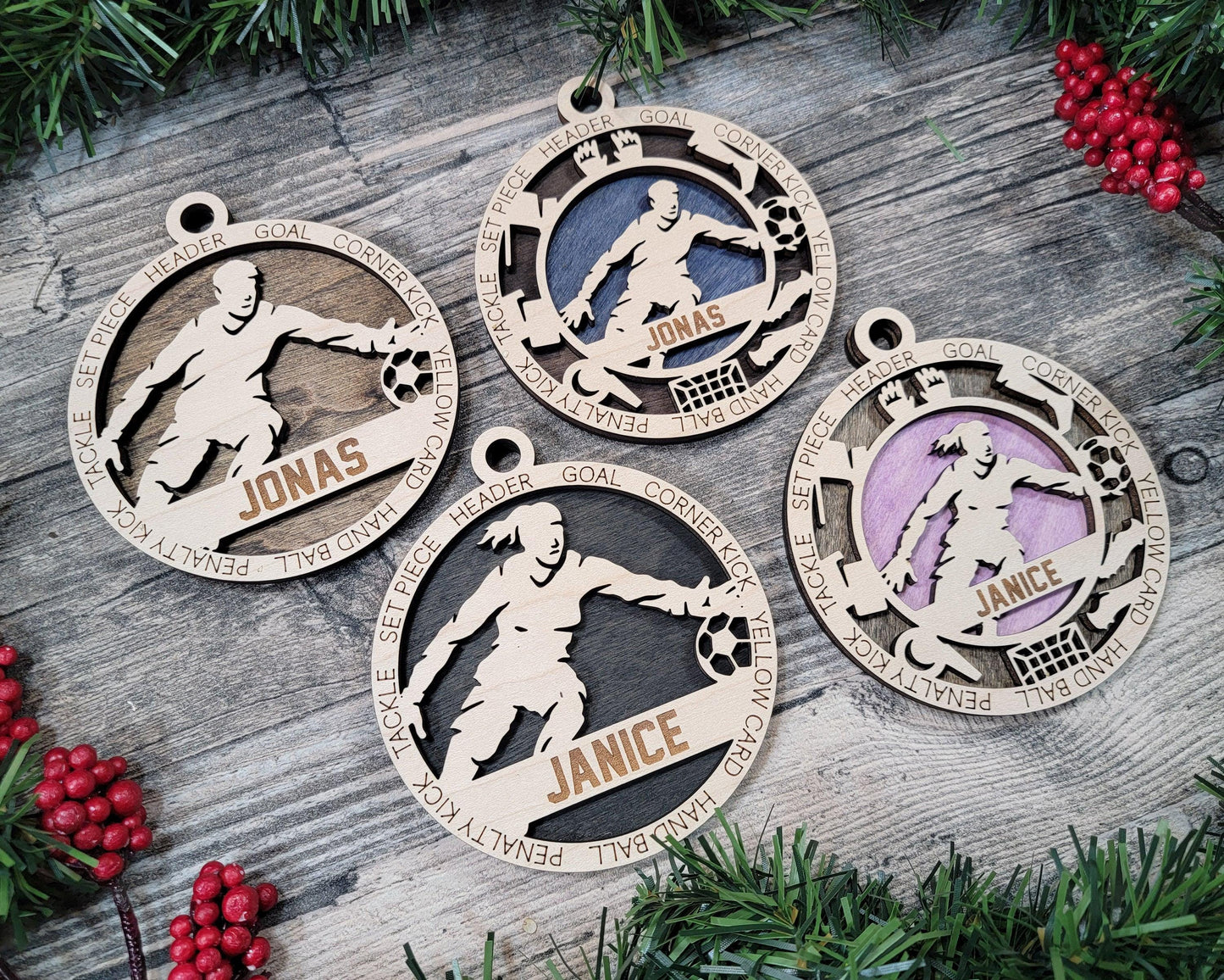 Soccer Player, Soccer Goalie Personalized Ornaments | Handcrafted | Wooden | Laser-Cut | Gift
