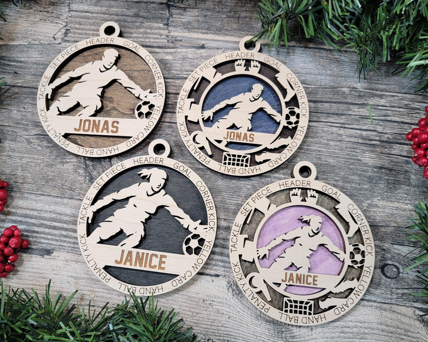 Soccer Player, Soccer Goalie Personalized Ornaments | Handcrafted | Wooden | Laser-Cut | Gift