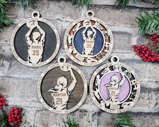 Basketball Player Personalized Ornaments | Handcrafted | Wooden | Laser-Cut | Gift