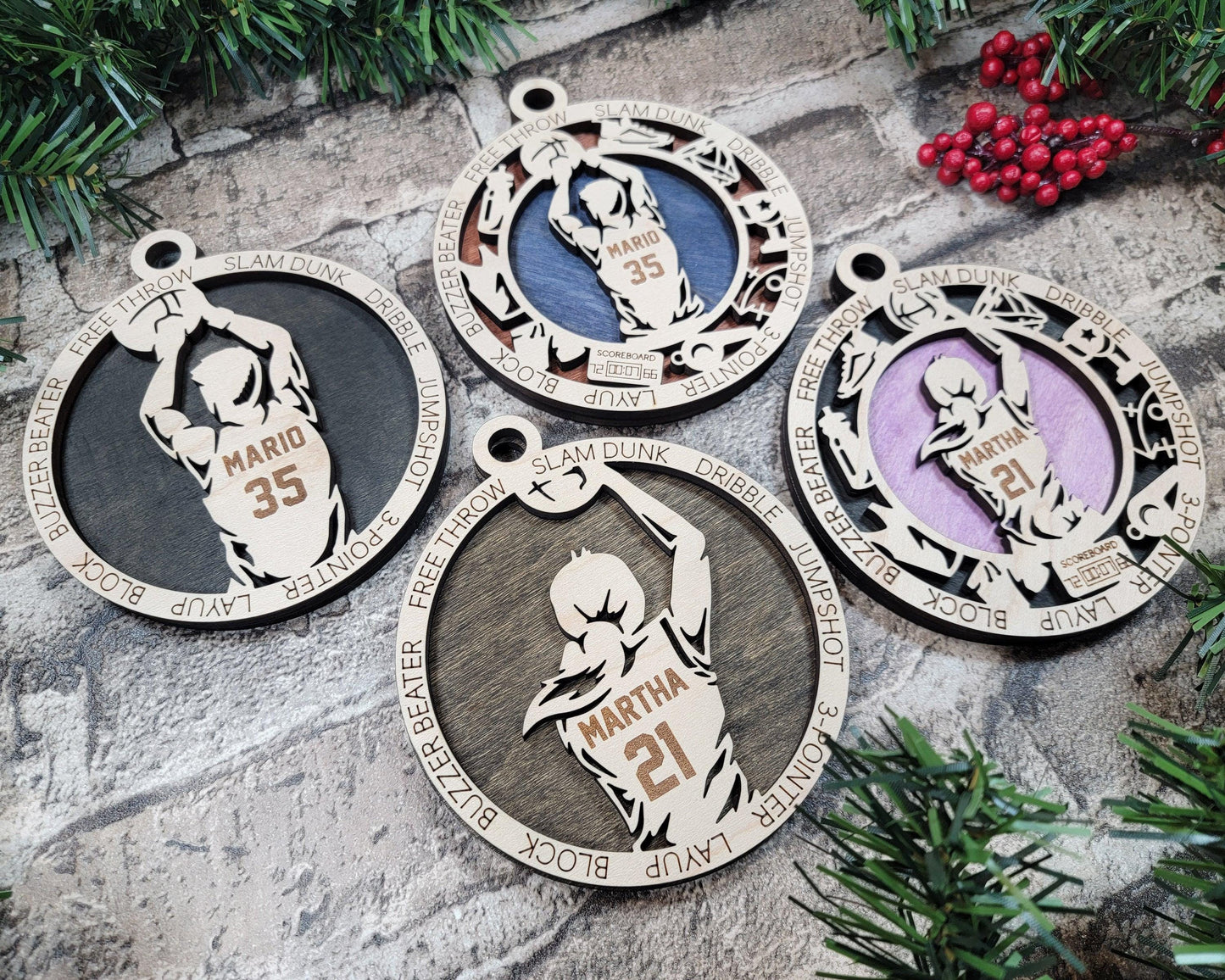 Basketball Player Personalized Ornaments | Handcrafted | Wooden | Laser-Cut | Gift