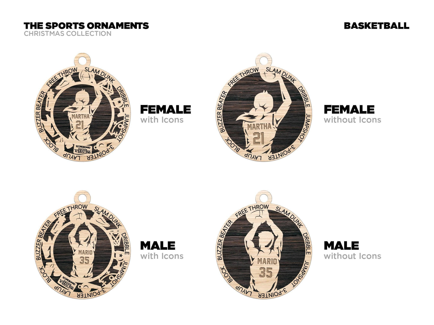Basketball Player Personalized Ornaments | Handcrafted | Wooden | Laser-Cut | Gift
