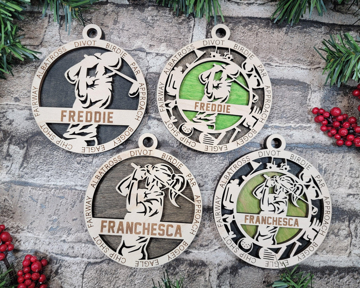 Golf Personalized Ornaments | Handcrafted | Wooden | Laser-Cut | Gift