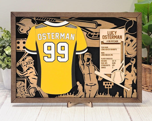 Softball Jersey Plaques Unique Grad or Senior Night Gift - Personalize with Player Name and Stats, Team Name, Number and Colors!