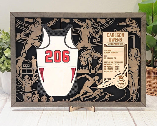 Track and Field Jersey Plaques Unique Grad or Senior Night Gift - Personalize with Player Name and Stats, Team Name, Number and Colors!