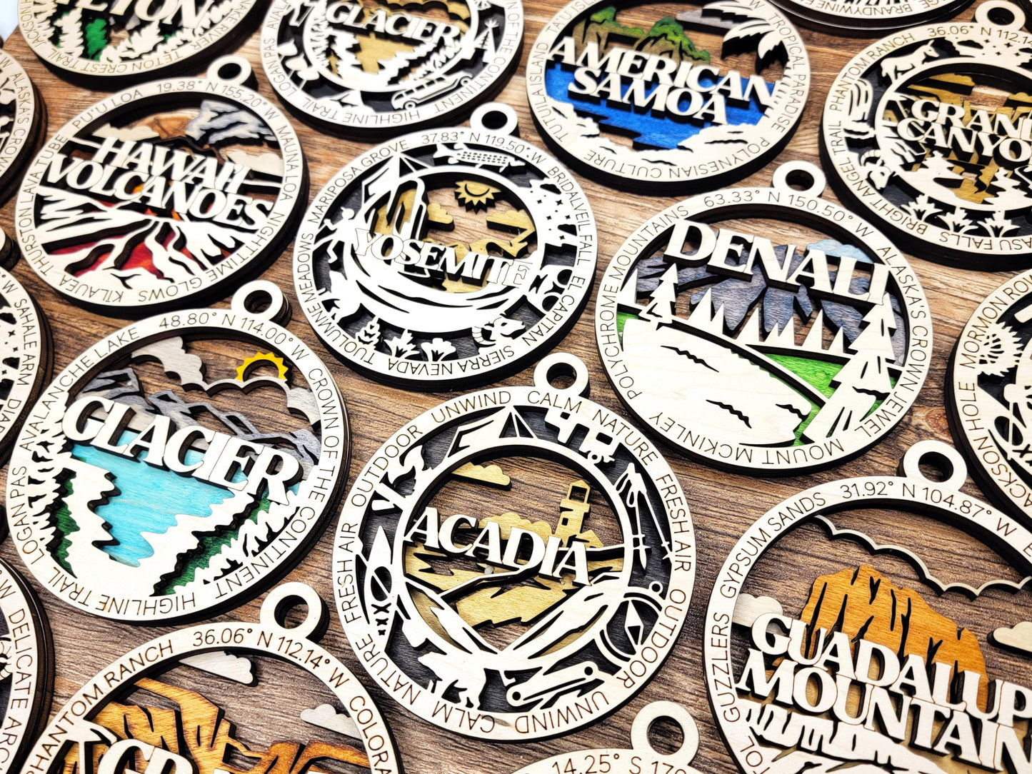 Set of all 63 National Park Ornaments | Handcrafted | Wooden | Laser-Cut | Gift