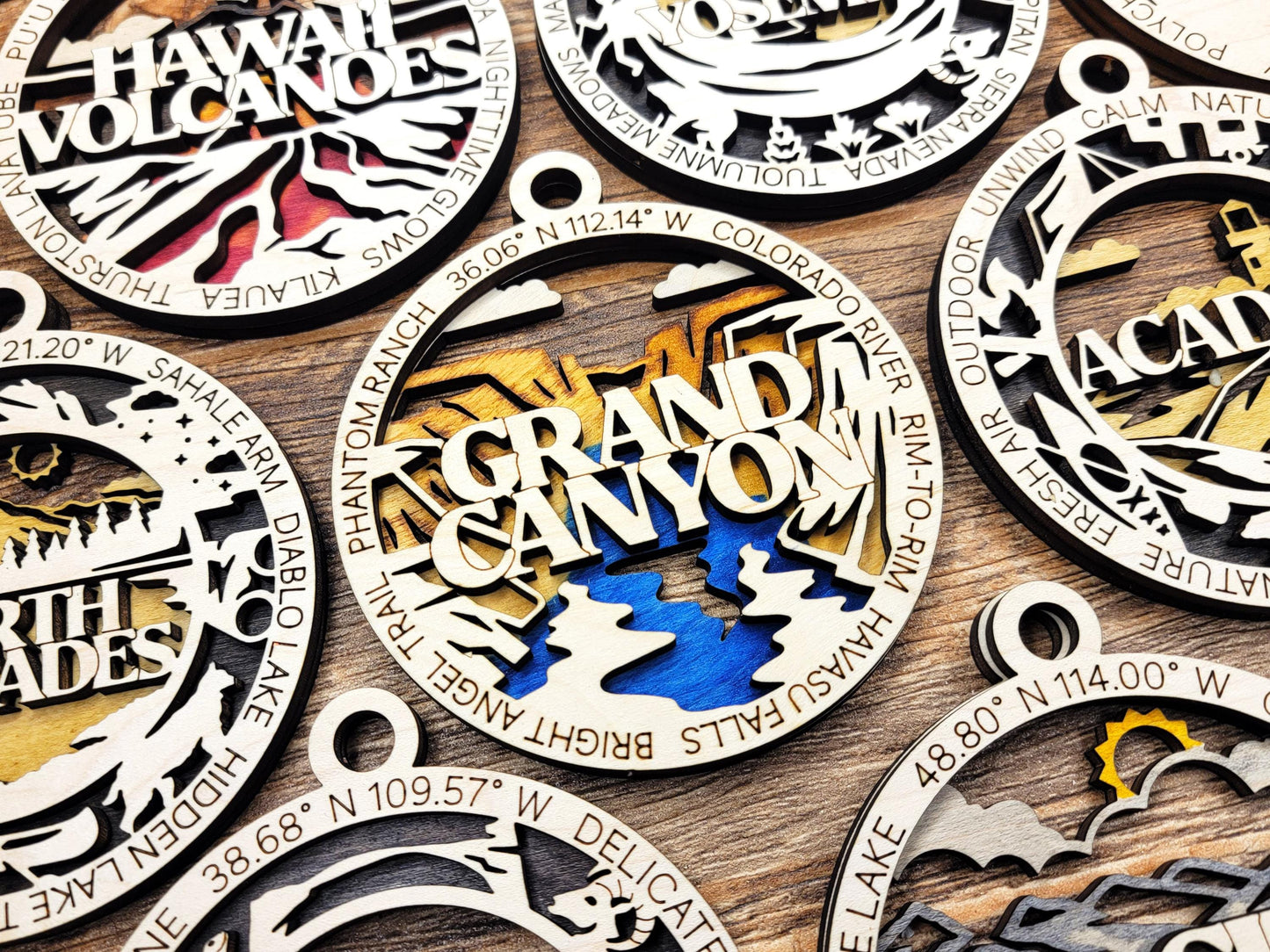 Set of all 63 National Park Ornaments | Handcrafted | Wooden | Laser-Cut | Gift