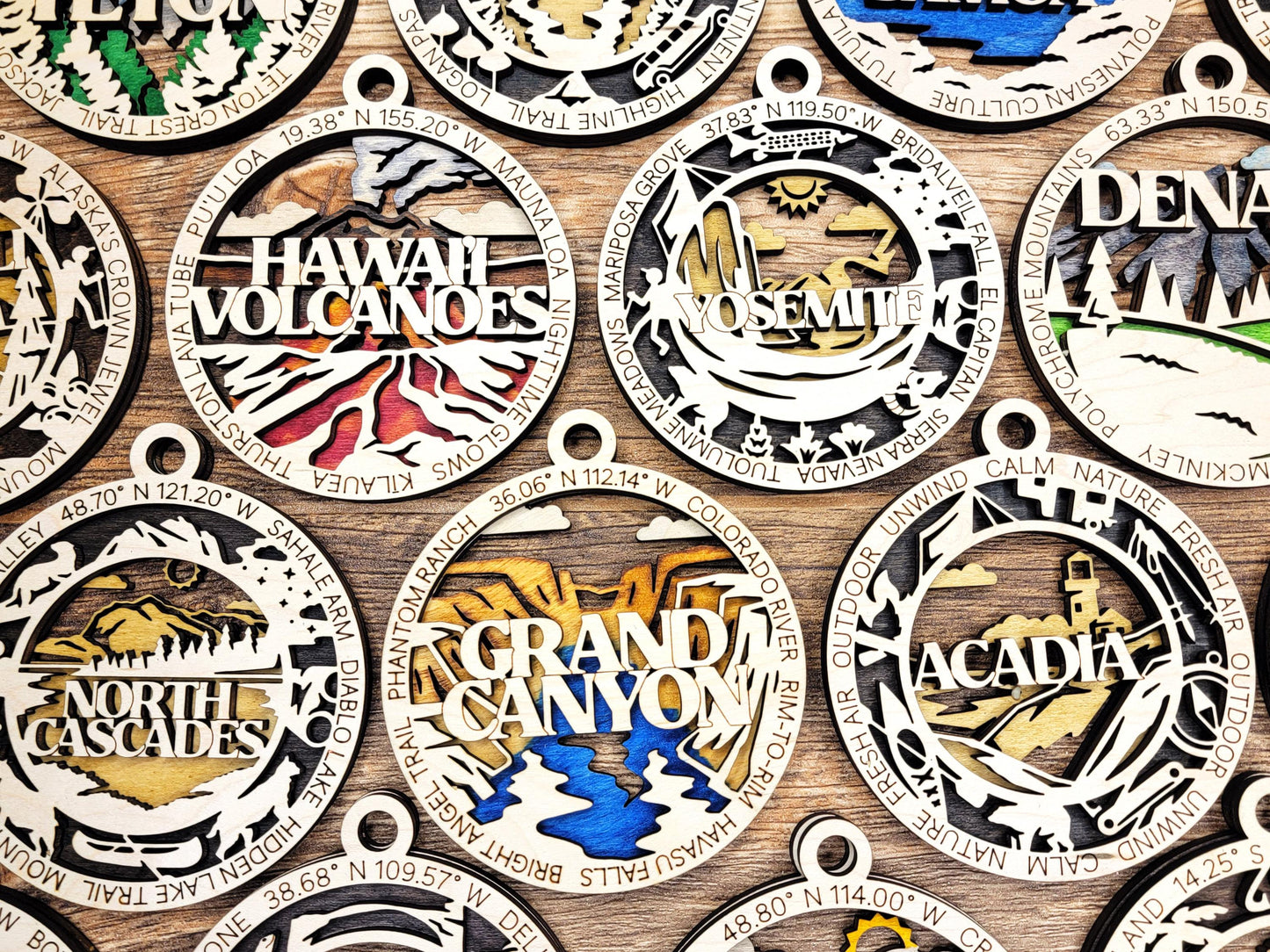 Set of all 63 National Park Ornaments | Handcrafted | Wooden | Laser-Cut | Gift