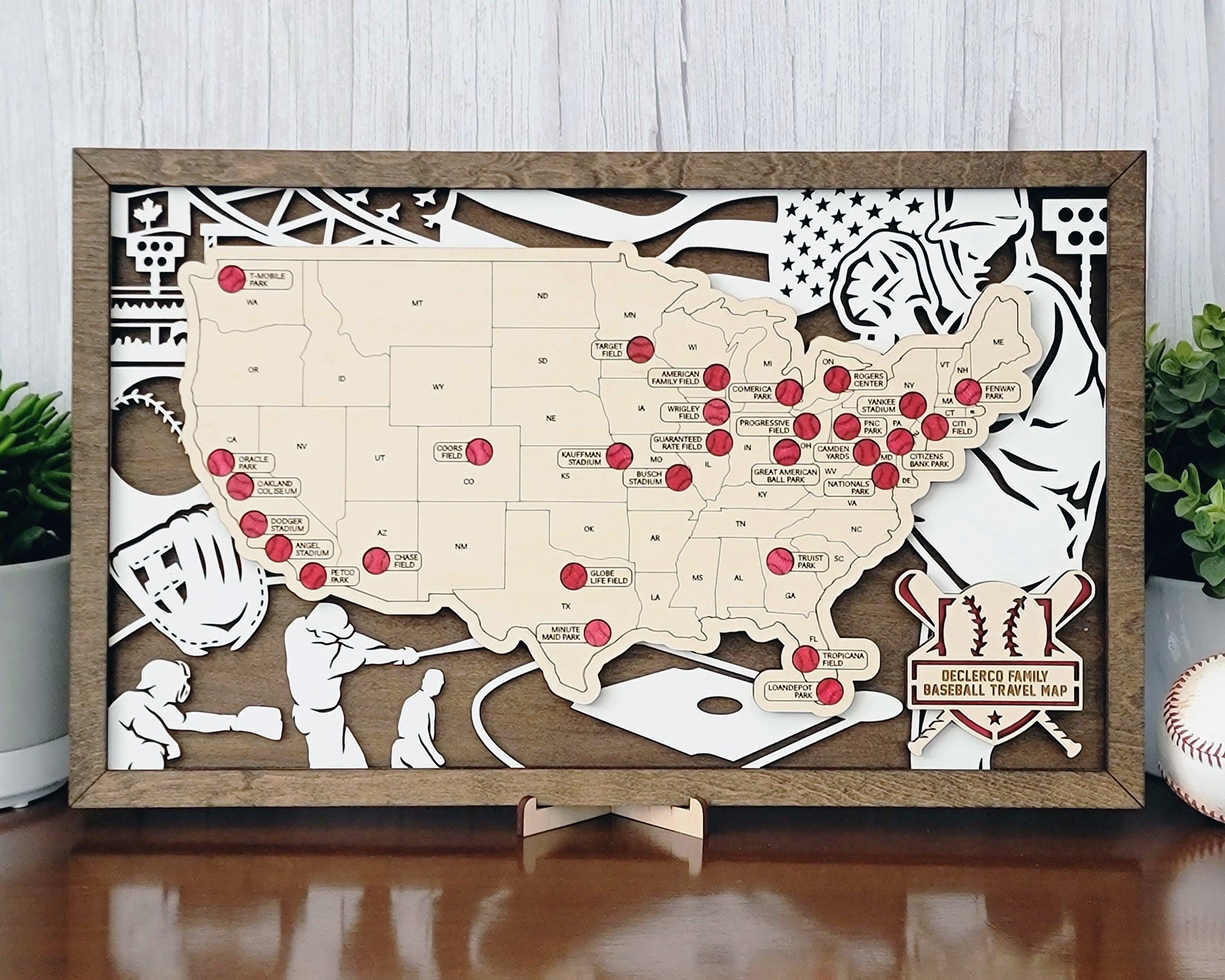 Professional Baseball Stadium Travel Maps – White Deer Designs