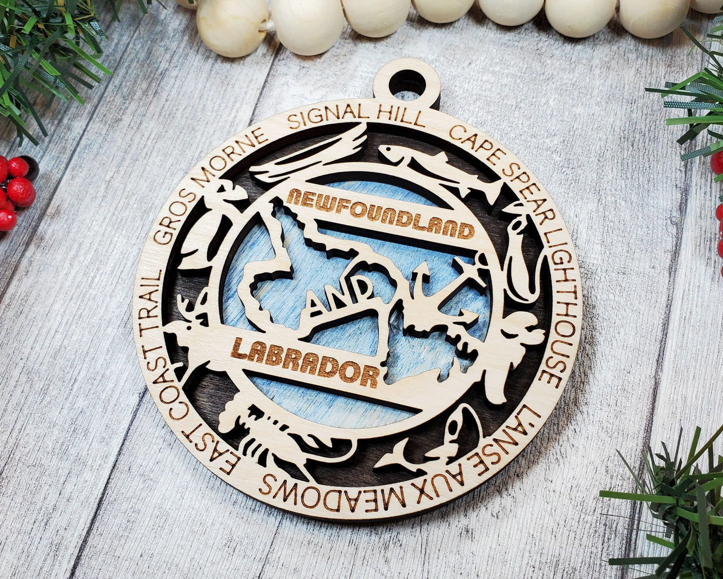 New Foundland and Labrador Province Travel Ornaments | Handcrafted | Wooden | Laser-Cut | Gift