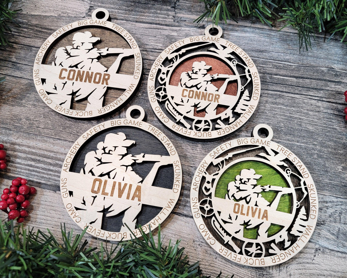 Hunter Personalized Ornaments | Handcrafted | Wooden | Laser-Cut | Gift