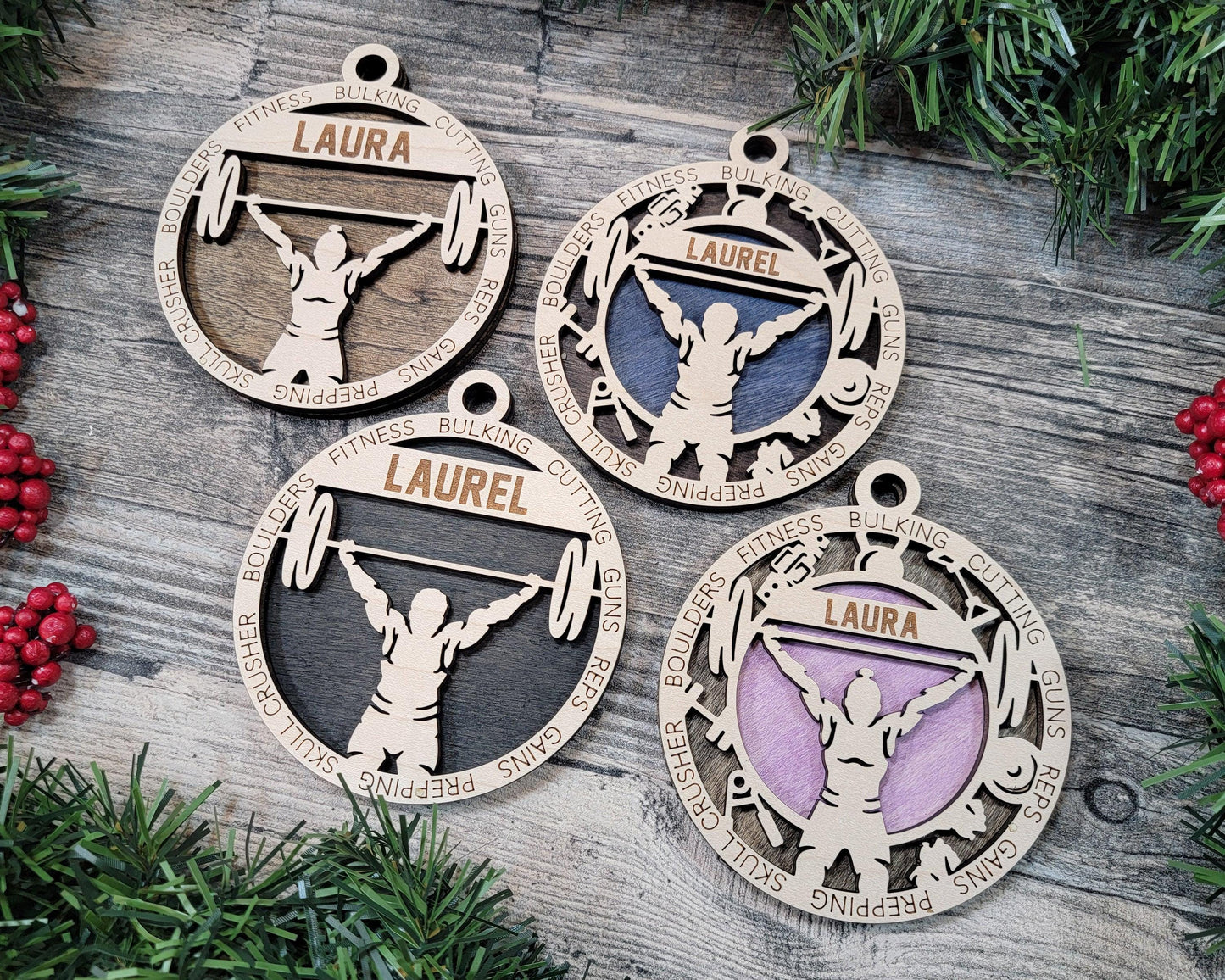 Weight Lifter Personalized Ornaments