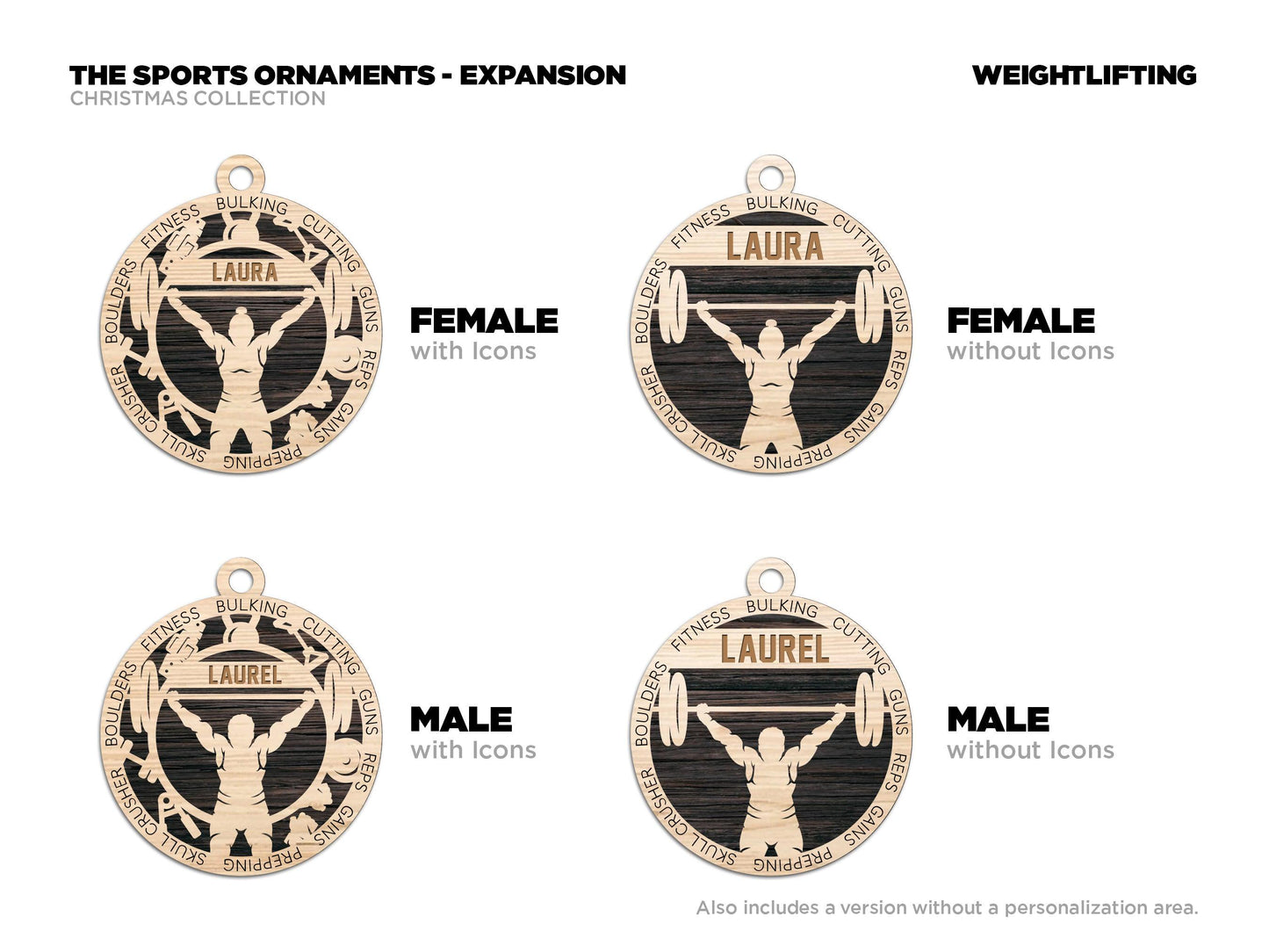 Weight Lifter Personalized Ornaments | Handcrafted | Wooden | Laser-Cut | Gift