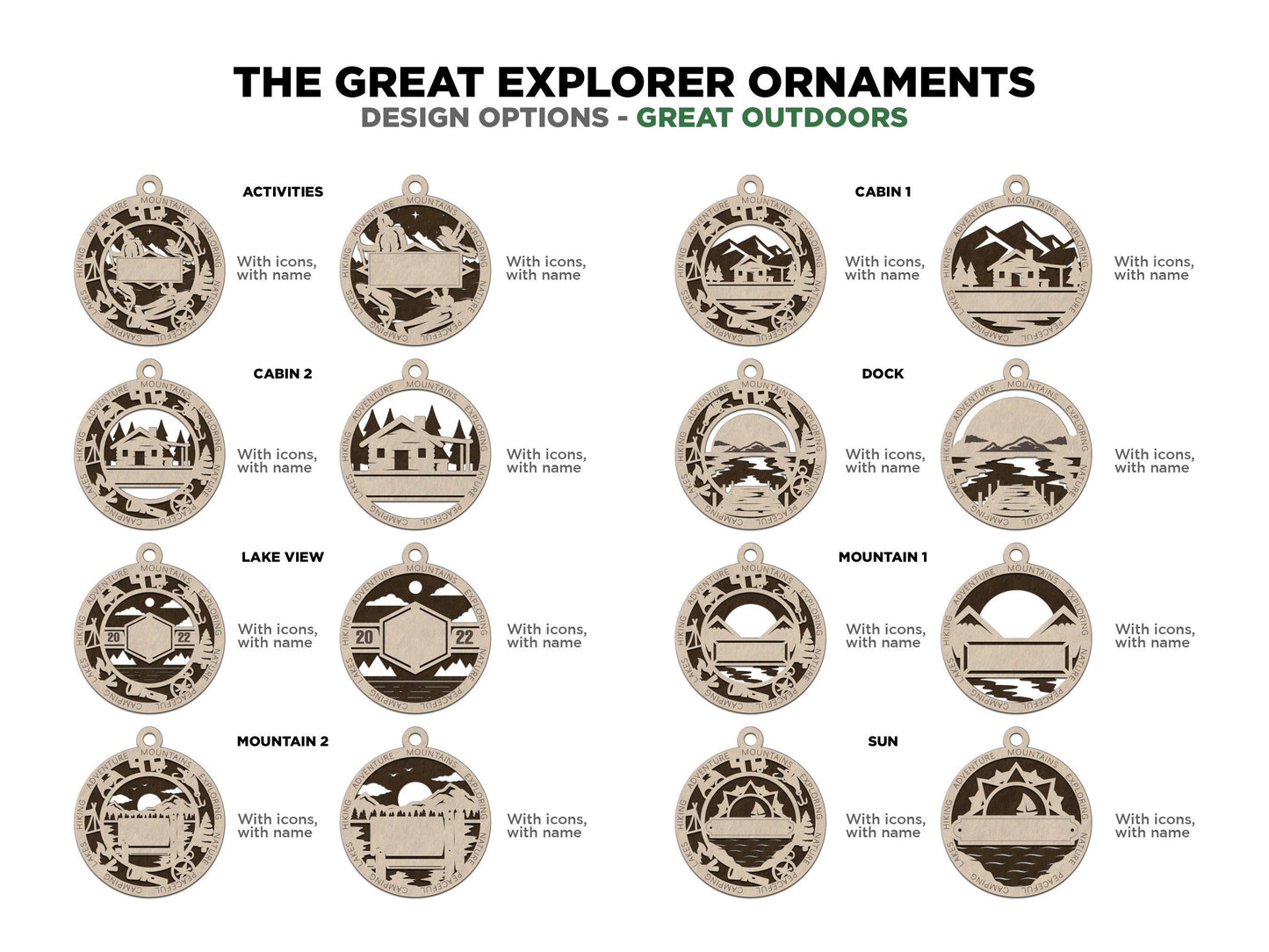 Great Explorer Ornaments | Handcrafted | Wooden | Laser-Cut | Gift