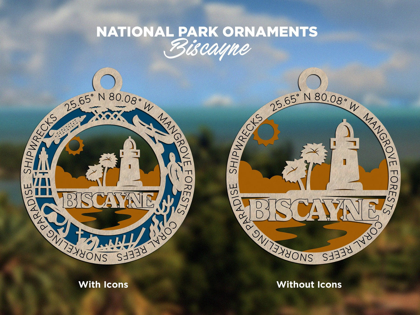 Biscayne National Park Ornaments | Handcrafted | Wooden | Laser-Cut | Gift