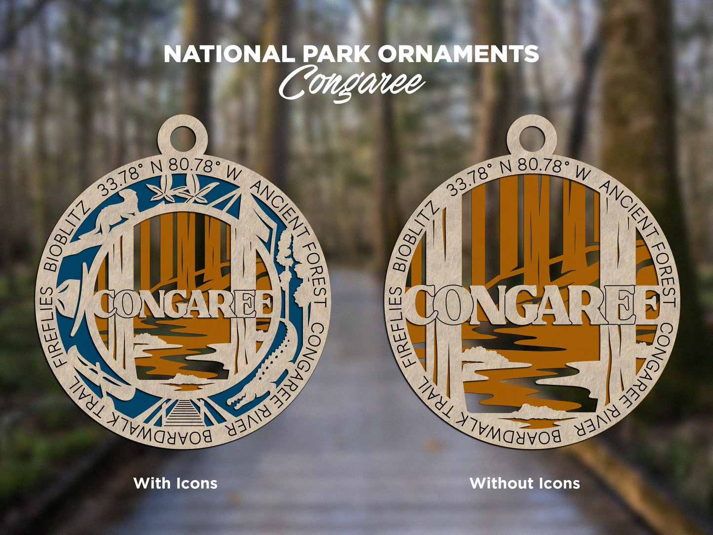 Congaree National Park Ornaments | Handcrafted | Wooden | Laser-Cut | Gift