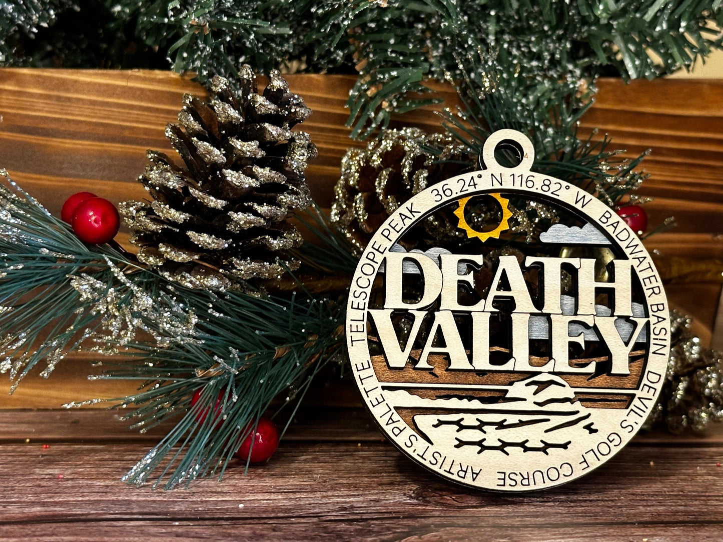 Death Valley National Park Ornaments | Handcrafted | Wooden | Laser-Cut | Gift