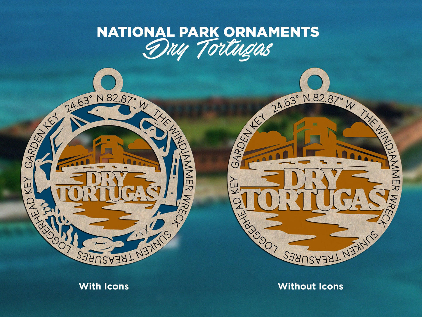 Dry Tortugas National Park Ornaments | Handcrafted | Wooden | Laser-Cut | Gift